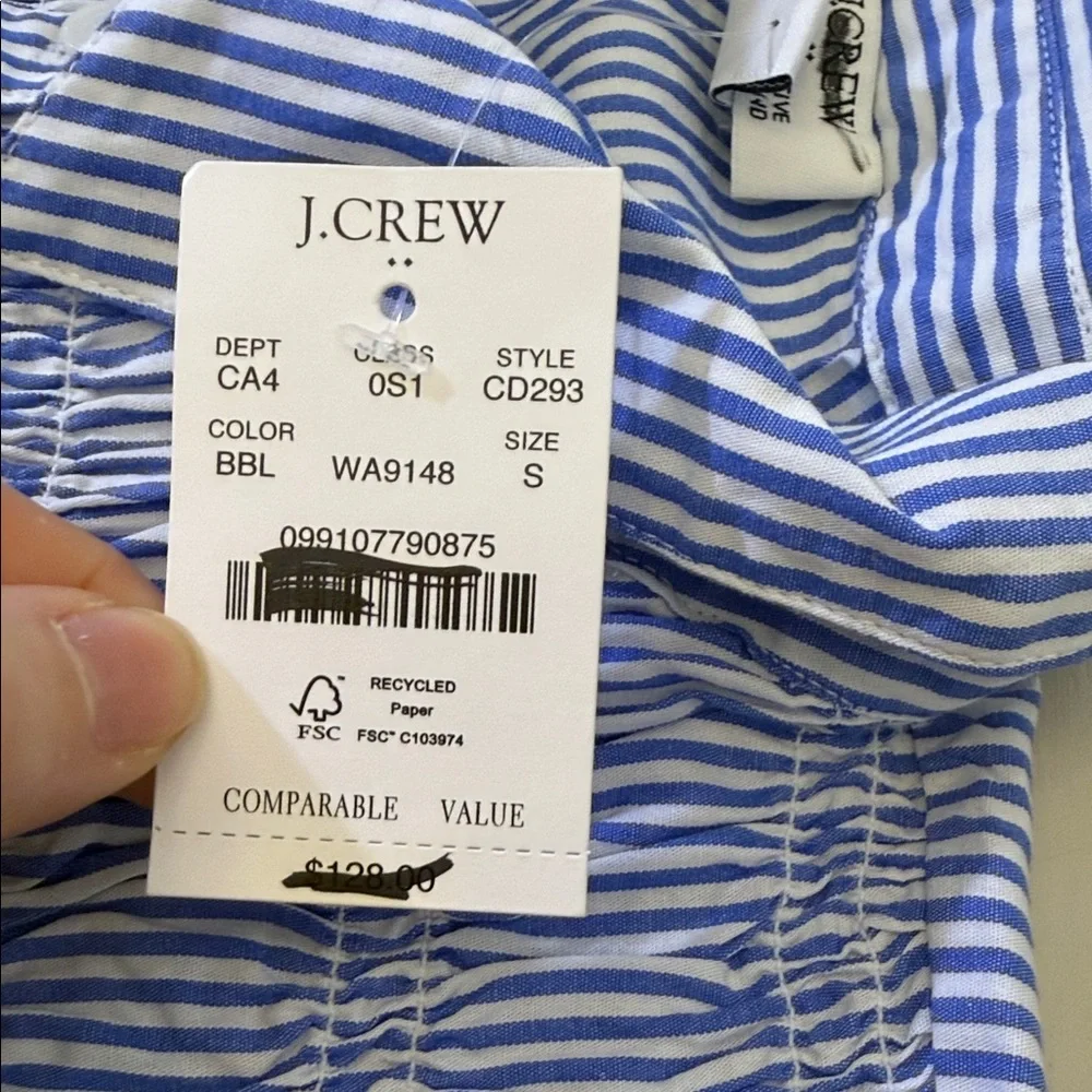 CLEAROUT J. Crew Striped smocked shirt-dress Size Small - Picture 5 of 9